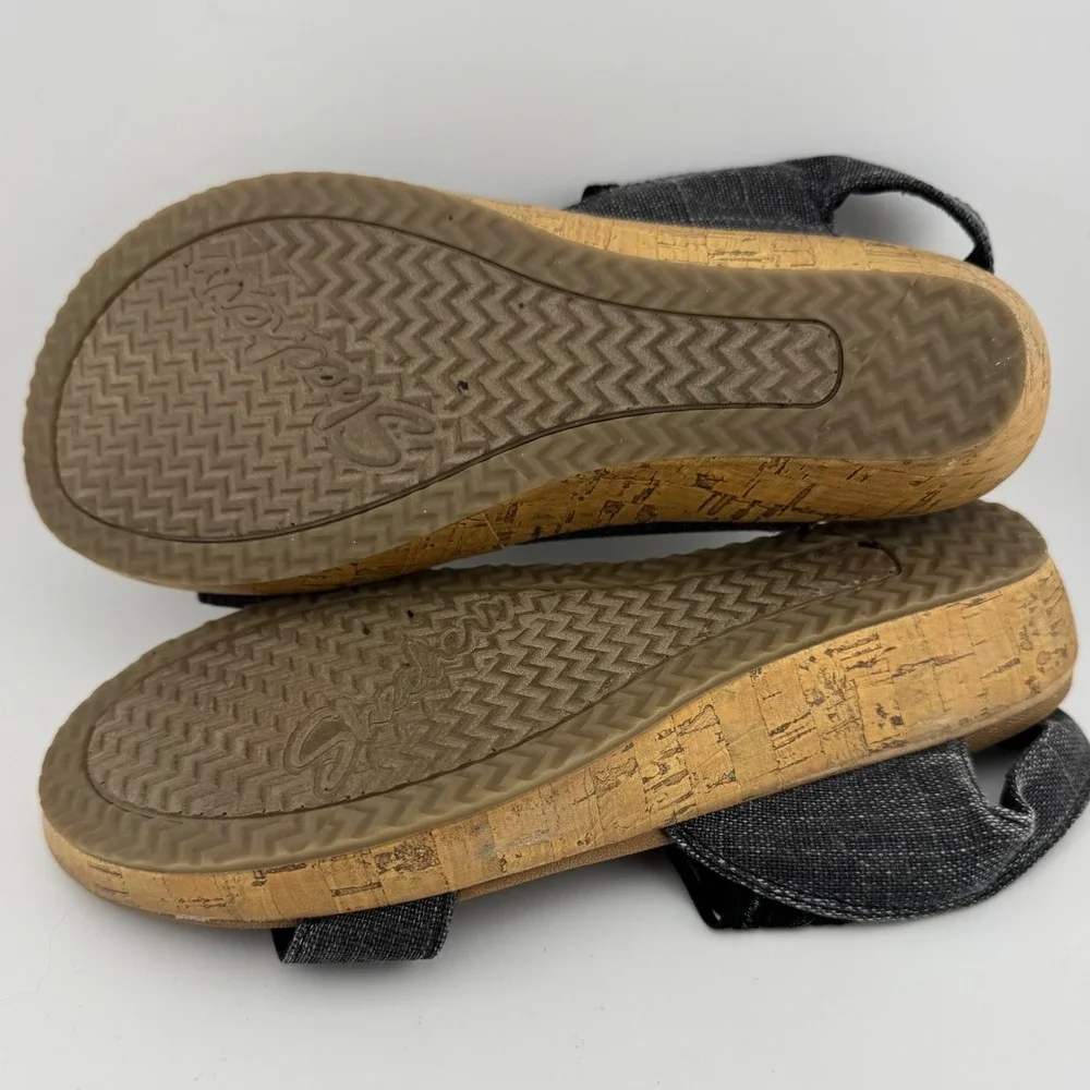 Skechers‎ Wedge Sandals 6 Black Luxe Foam Slingback 119013 (1885)
